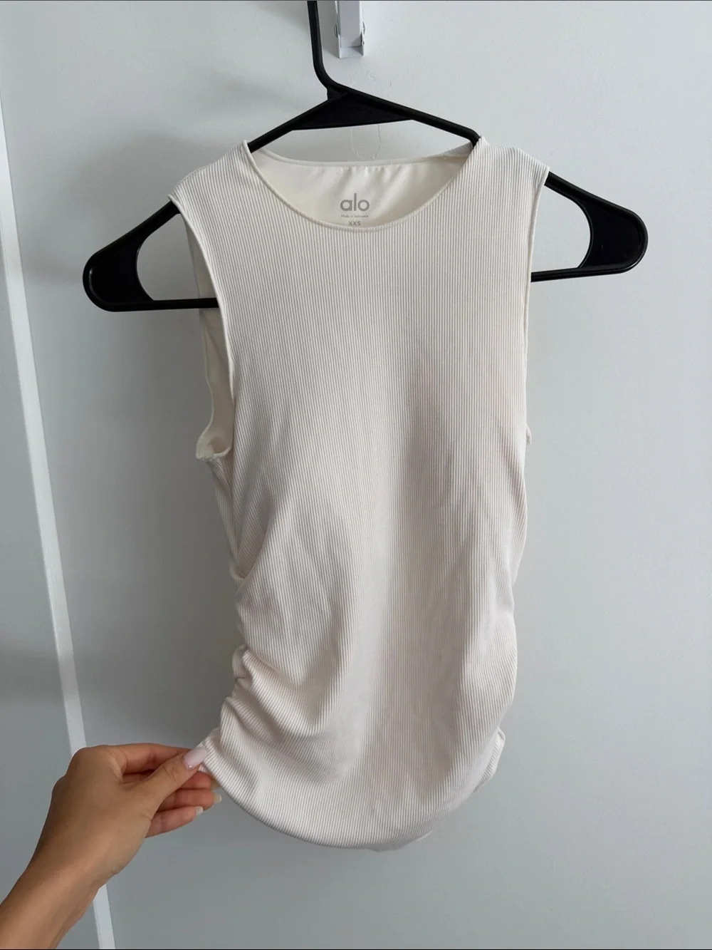 ALO Yoga Cream Ribbed Sleeveless Bodysuit